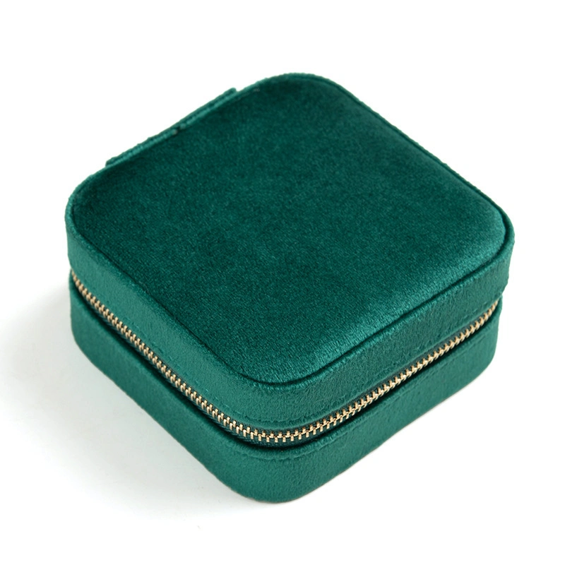 Custom Portable Velvet Travel Jewelry Box Ring Earring Jewelry Box Mirror Square Jewellery Storage Case