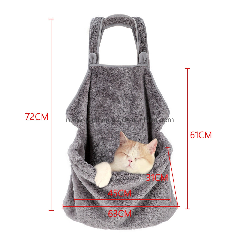 Cat Sleeping Bag, Pet Sleeping Chest Apron with Pocket Hands, Soft Coral Velvet, Pet Carrier Kangaroo Bag, Small Pets Holder Pouch Esg12532