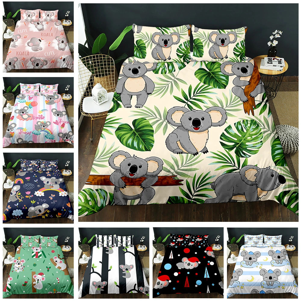 Cute 3D Koala Kawaii Duvetcover Animal Boys Bedding Set