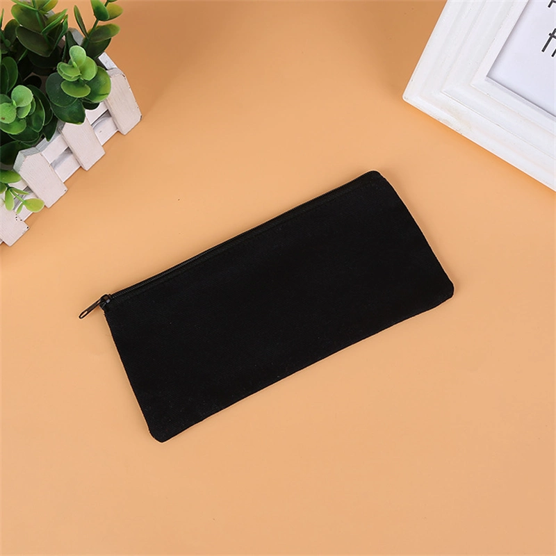 Customize Wholesale Recycled Simple Fabric Canvas Cotton Cosmetic Makeup Toiletry Office School Children Drawing Pen Box Packaging Storage Pouch Gift Zipper Bag