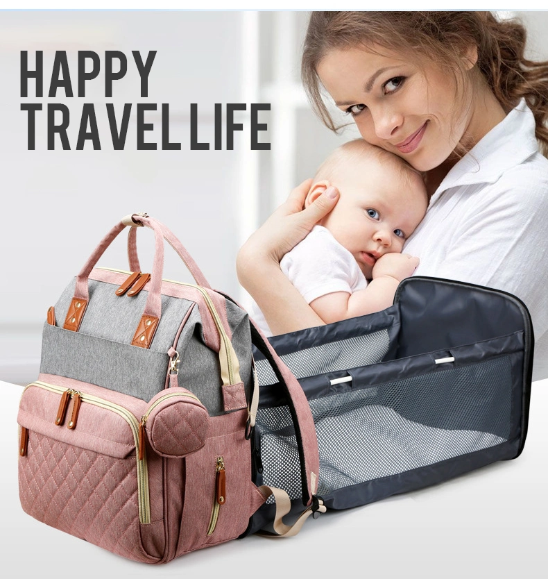 Diaper Bag with Changing Station Paurfu Waterproof Diaper Baby Bag for Boy Girl with Foldable Bassinet Bed Unique Mosquito