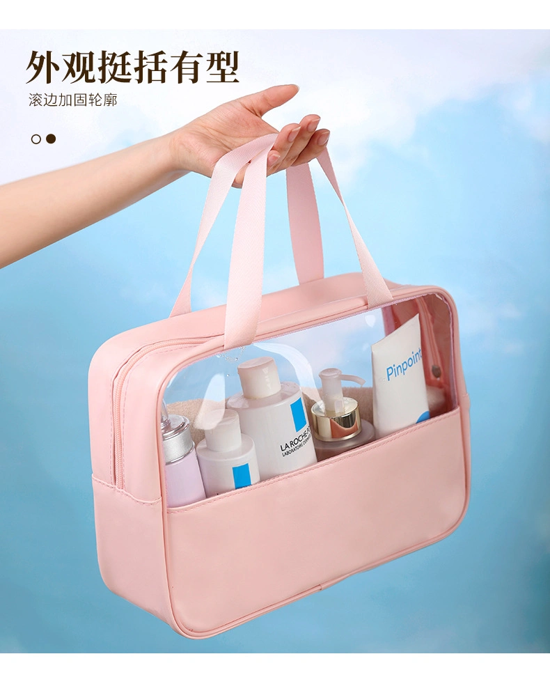 Custom Logo PU PVC Waterproof Trip Black Toiletry Ladies Pouch Kits Women Luxury Beauty Makeup Bag Pink Girl Travel Clear Cosmetic Bags