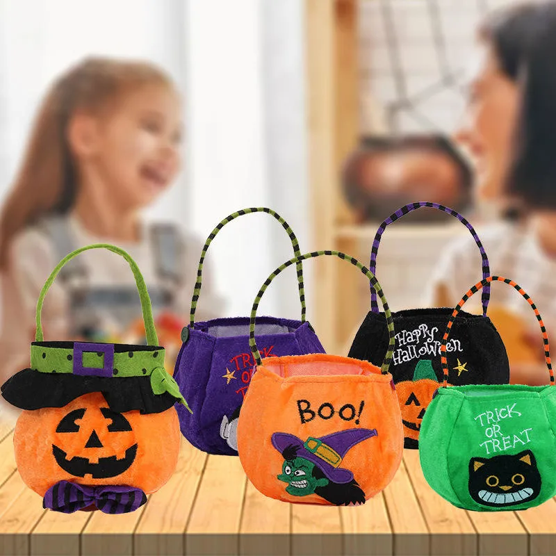 Reusable Burlap Cartoon Pumpkin Trick or Treating Halloween Bags Grocery Shopping Tote Bag Halloween Costumes Decoration