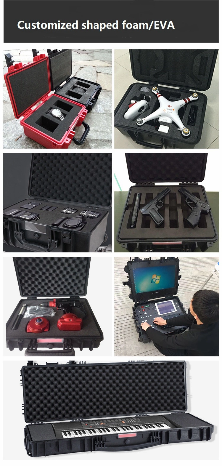 Waterproof Small Hard Carrying Case with Pluck Foam Interior for Tool Microphone Camera