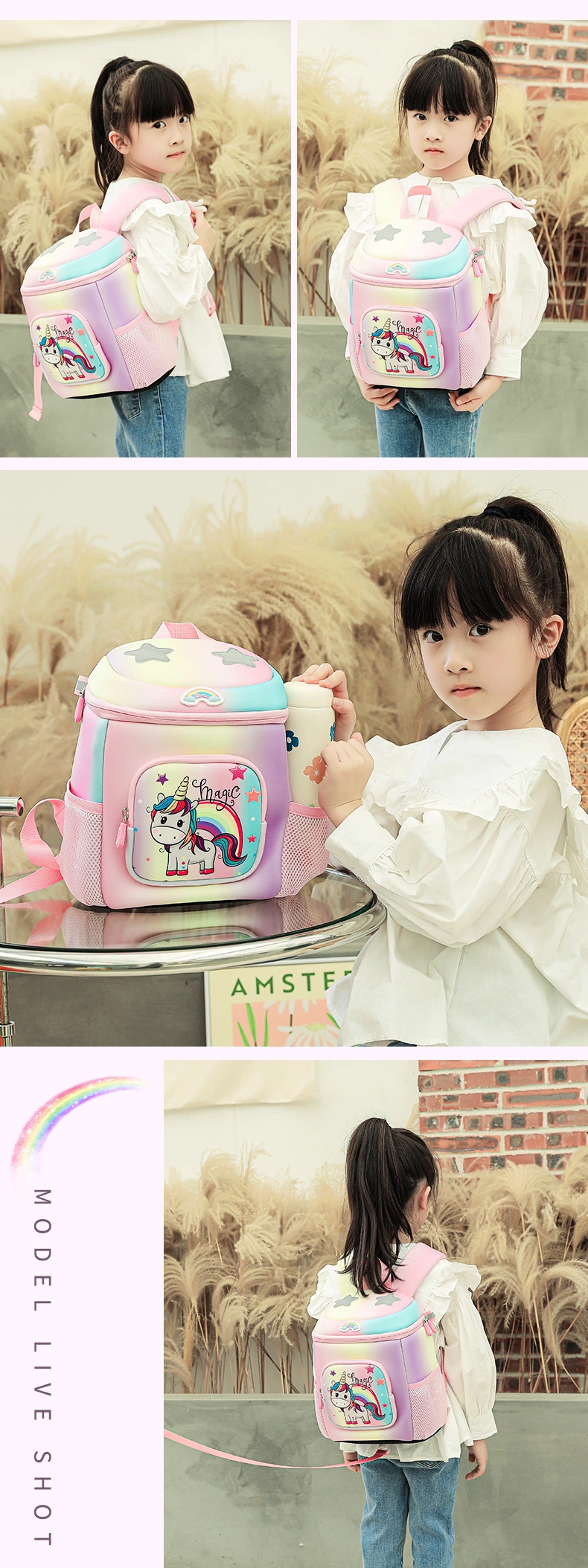 Factory Custom Backpack Unicorn Girls School Bag Large Capacity Kid Backpack Bag