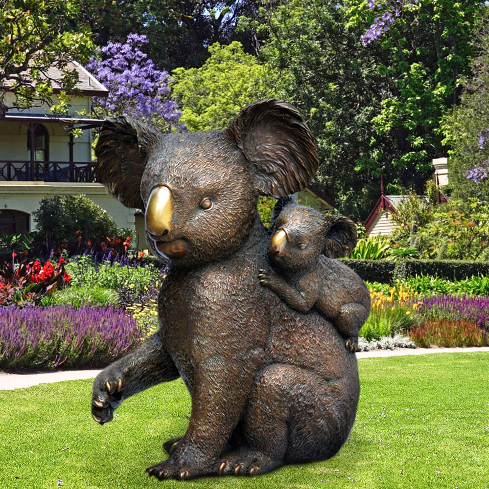 Park Lawn Decoration Bronze Big Koala with Baby Koala Statue