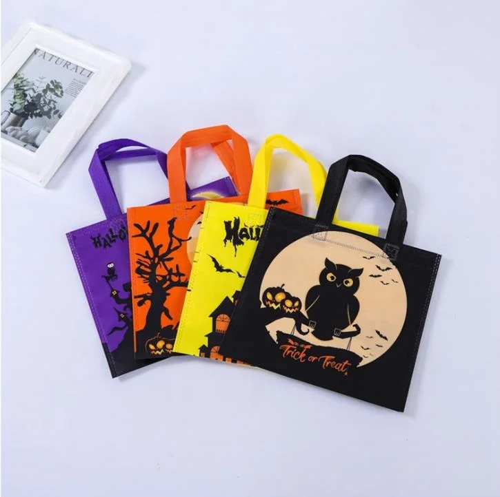 Reusable Halloween Non-Woven Candy Bags Trick or Treat Gift Tote Bags with Handle Shopping Bags