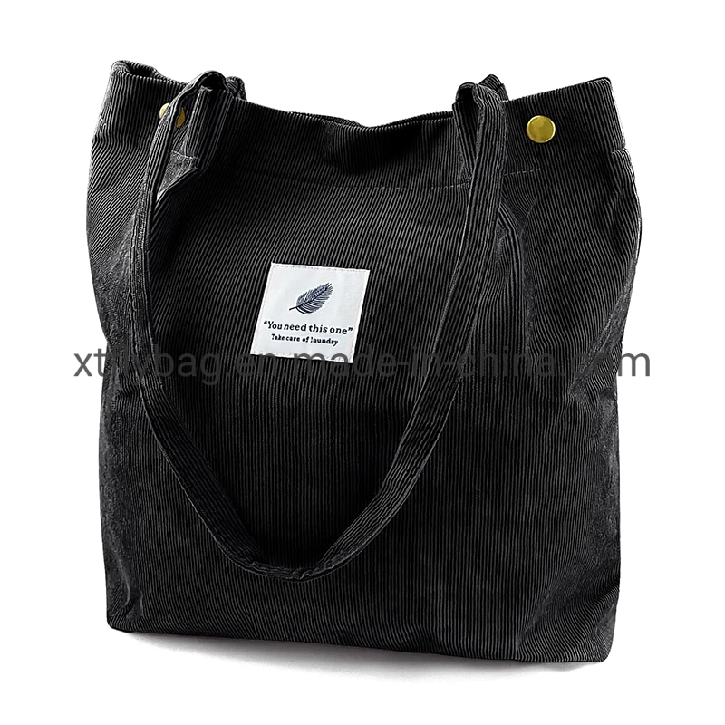 Durable Corduroy Tote Bag for Shopping Travel Canvas Shoulder Bag School Bag Cotton Crossbody Bag for Girl
