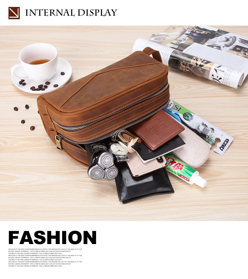 Al1024 Makeup Pouch Travel Wholesale Small Cosmetic Custom Leather Toiletry Bag