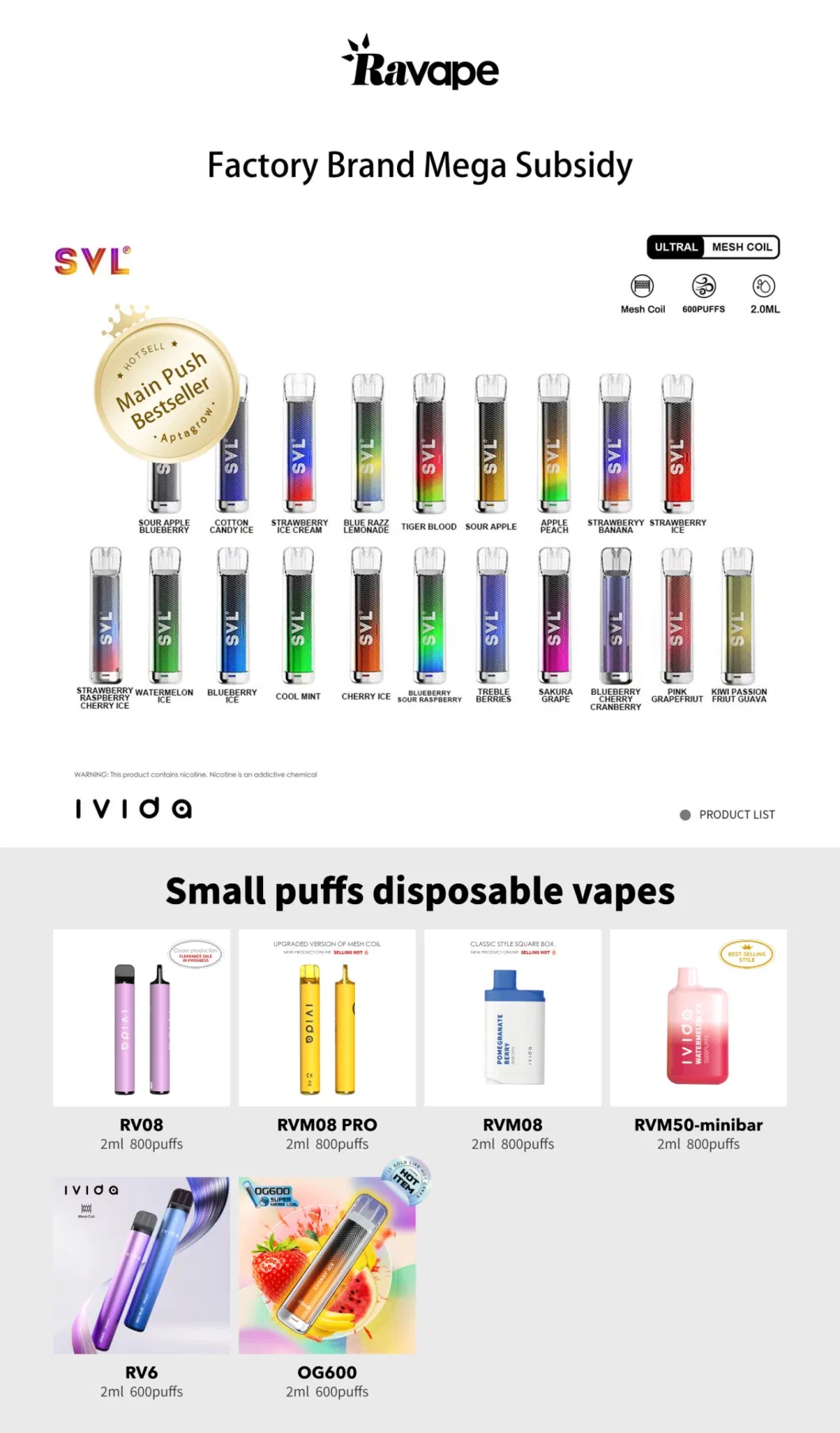 Ivida Vape Moist/Dry Blast Cigarette Tobacco Free Elegance Nicotine White Pouches