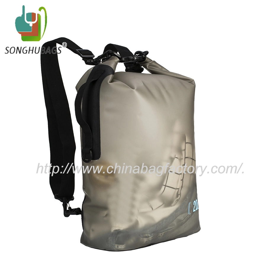 Unisex New Fashion Custom Style Clear PVC Gray Sports Outdoor Hiking Beach Hunting Gym School Waterproof Dry Shoulder Backpack Bag