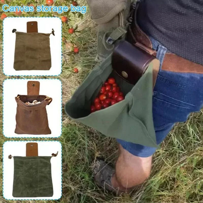 Portable Tool Belt Bag Gardening Tool Bag Drawstring Waist Bag Leather Waxed Canvas Foraging Pouch Wyz15285