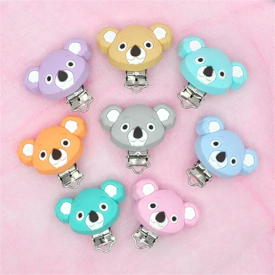 Koala Pacifier Holder Clip Silicone Stainless Steel Pacifier Clip for Baby