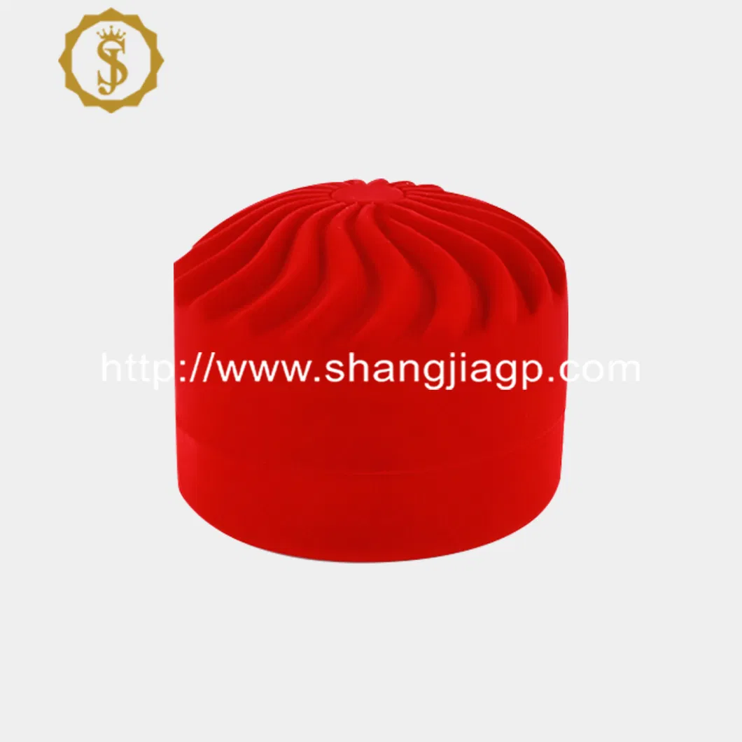 Luxury Red Flocking Jewelry Gift Box Sun Flower Velvet Jewelry Packaging Custom Color Ring Earring Case