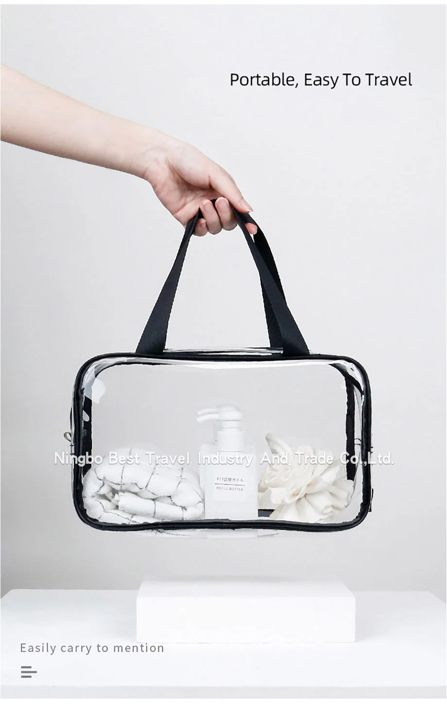 Customize Logo Makeup Bag Transparent Waterproof Portable PVC Bag