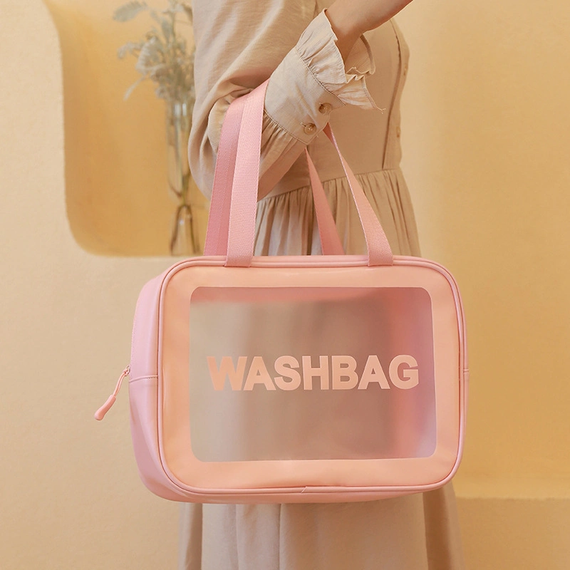 Custom Transparent Storage Cosmetic Bag Waterproof Travel Frosted PVC Makeup Bag