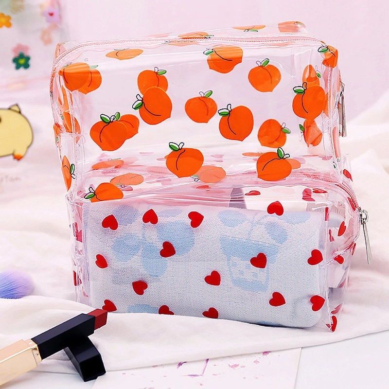 1 PC Girl Clear Cosmetic Bag PVC Transparent Makeup Bag for Women Waterproof Zipper Beauty Case Travel Toiletry Bags