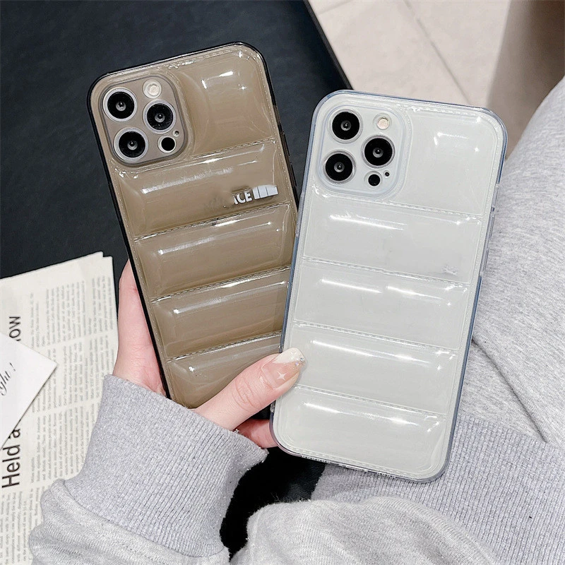 Ins Style North Cell Phone Cover Face Puffer Jacket Phone Case for iPhone 15