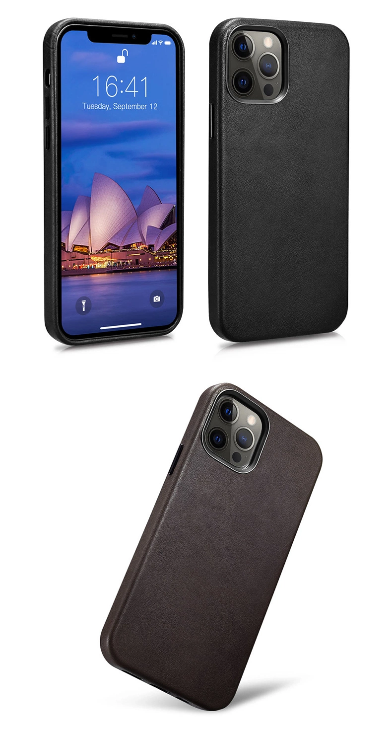 Custom Wireless Charging Vintage Brown Leather Phone Cover Mobile Phone Housing iPhone Case