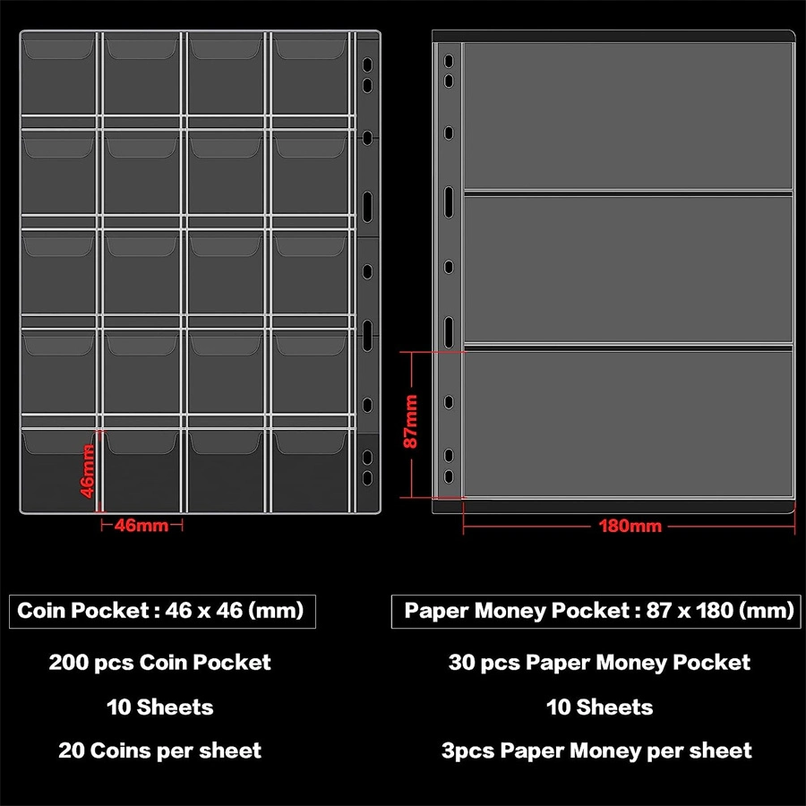 Coin Collection Album Book Money Display Storage Case for Coin Currency Collection