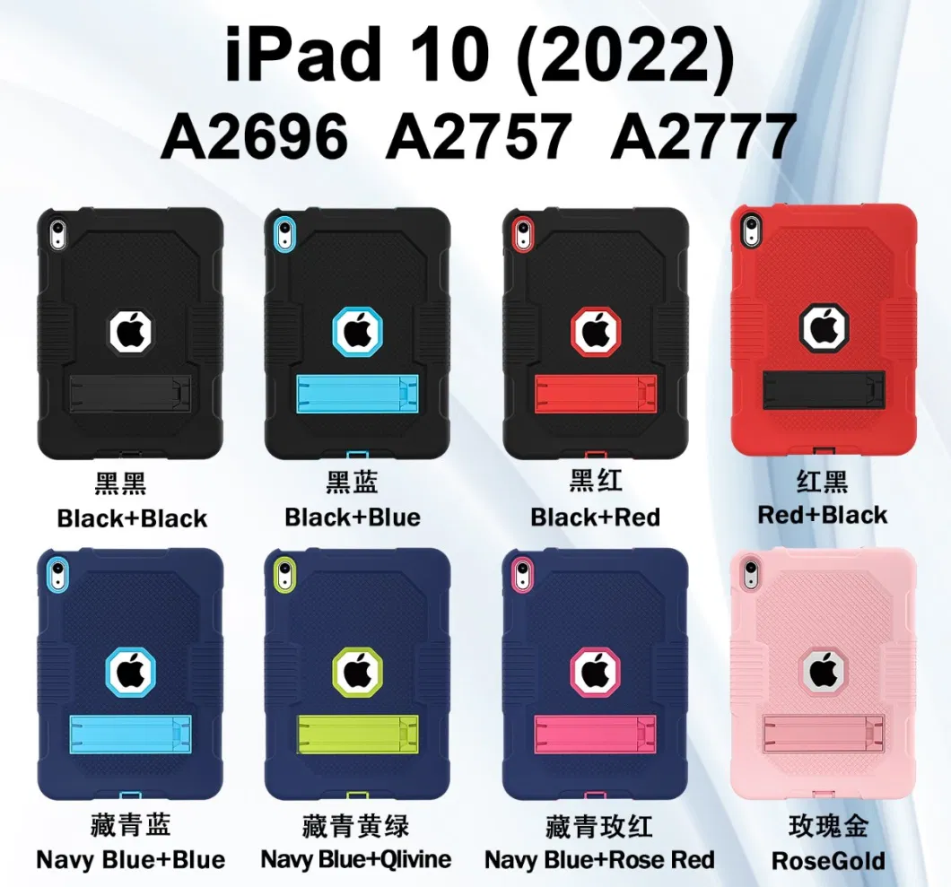 Hard Plastic Soft Silicone Skin Kickstand Tablet Cover Case for iPad 10