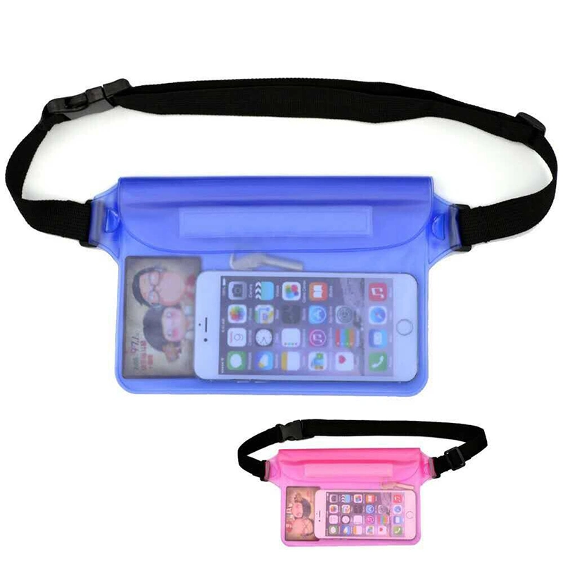 China Factory Waterproof Pouch with Waist Strap Touchable Dry Bag with Adjustable Belt for Phone Valuables for Swimming