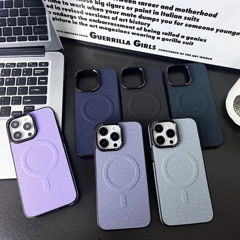 Magnetic Velvet Series Leather Phone Case for iPhone