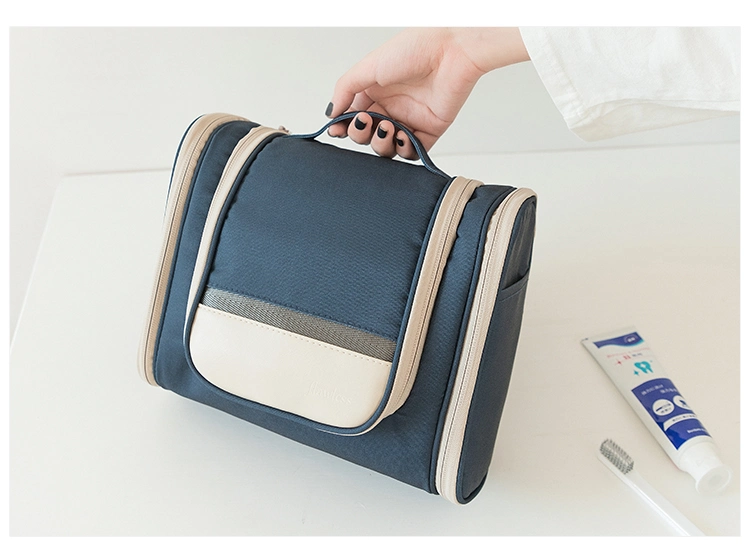 Double-Open Toiletry Bag Portable Travel Cosmetic Bags &amp; Cases Pure Color Designer Bag Simple Style