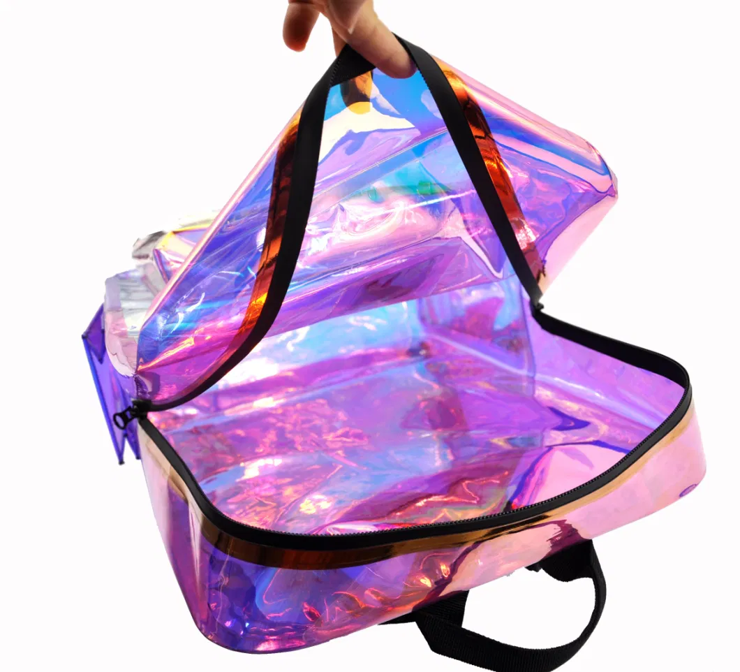 Unisex New Fashion Custom Style Clear PVC Pink Sports Outdoor Hiking Beach Hunting Gym School Waterproof Dry Shoulder Backpack Bag