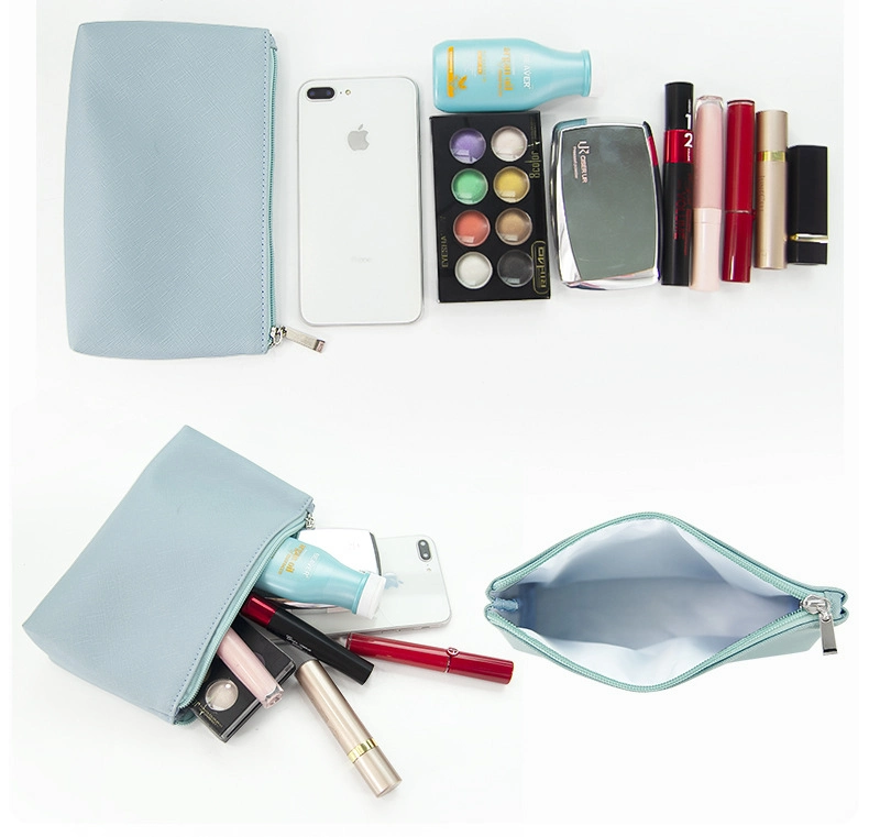 Portable Makeup and Lipstick Bag, Travel Makeup Brush Storage Bag, Simple Purple PU Leather Large, Medium and Small Cosmetic Bag