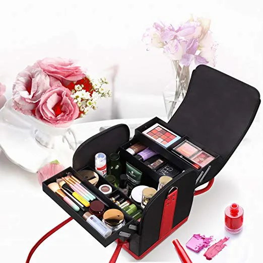 Large Capacity Bags PU Leather High Fashion Waterproof Storage Travel Cosmetic Case