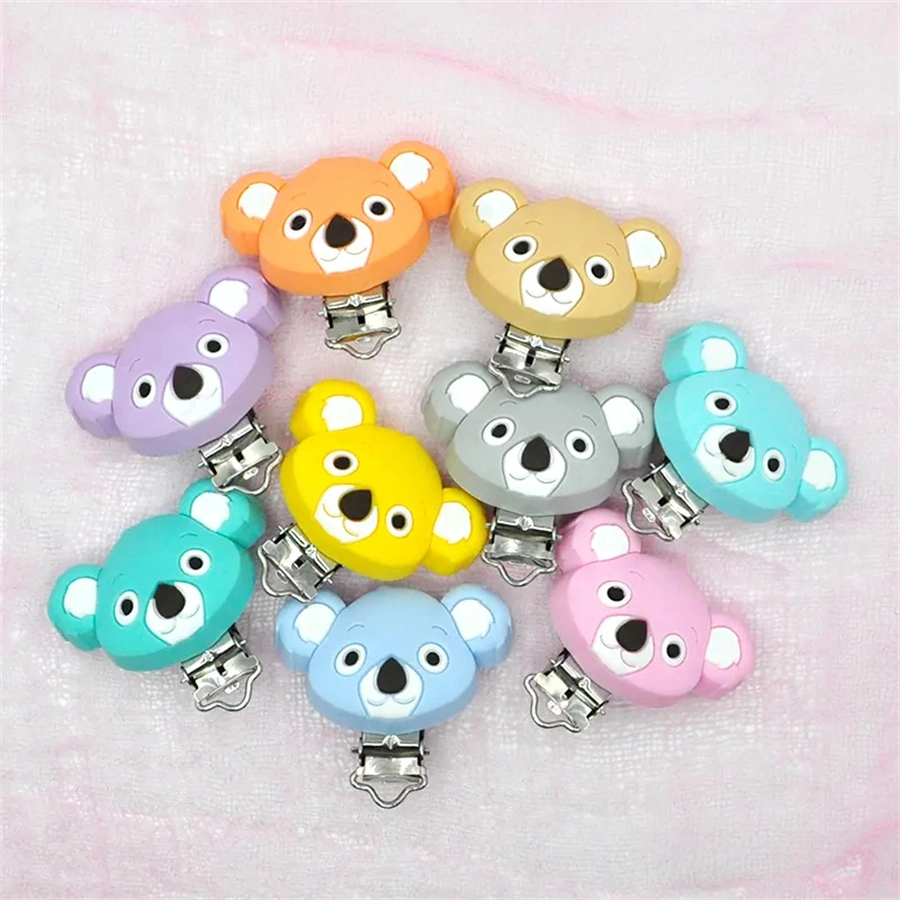 Koala Pacifier Holder Clip Silicone Stainless Steel Pacifier Clip for Baby