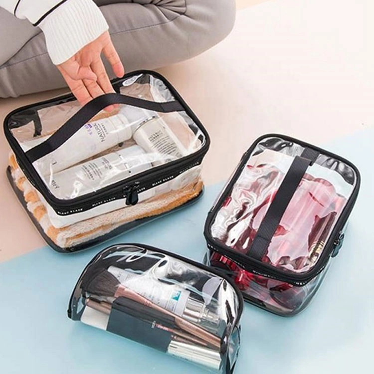 Transparent PVC Bath Cosmetic Bag Women Make up Case Travel Zipper Makeup