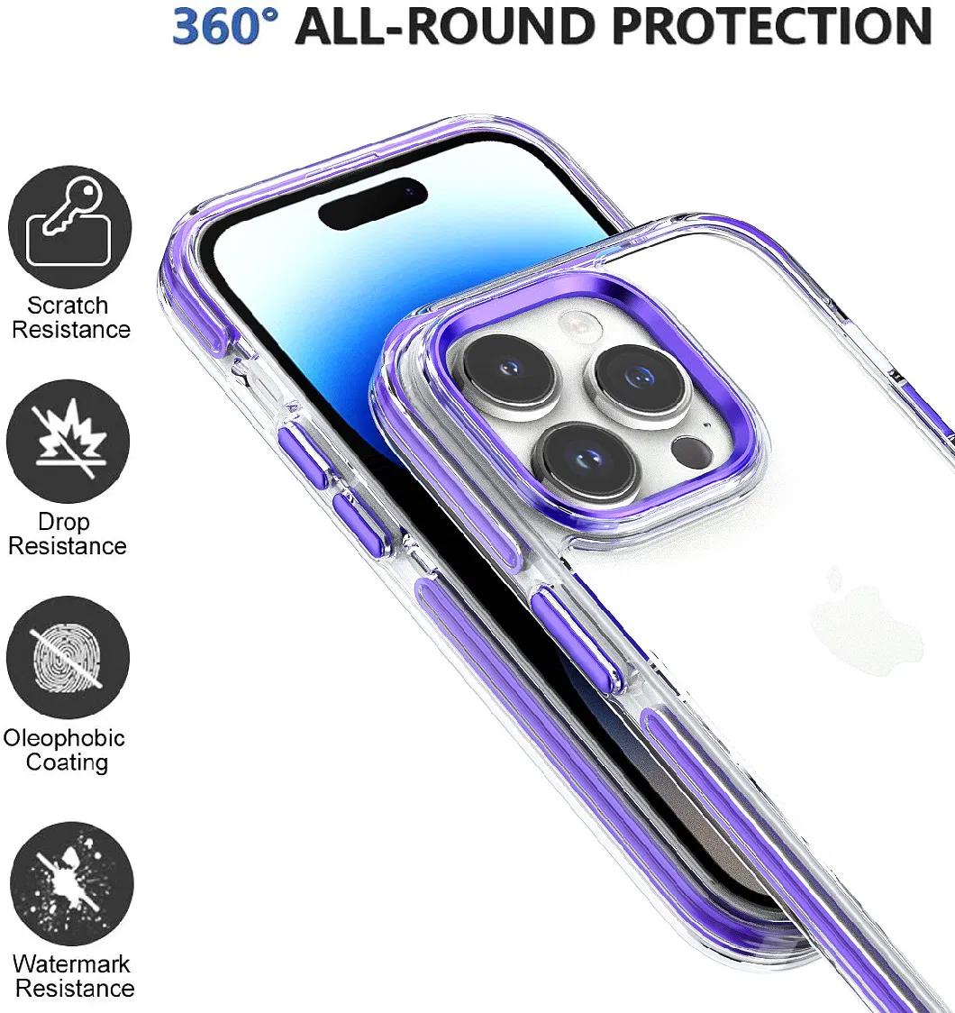 Clear Designed for iPhone15 PRO Max Case, Cute Shockproof Grade Protection Hard Back Phone Case with Airbag Soft Edge