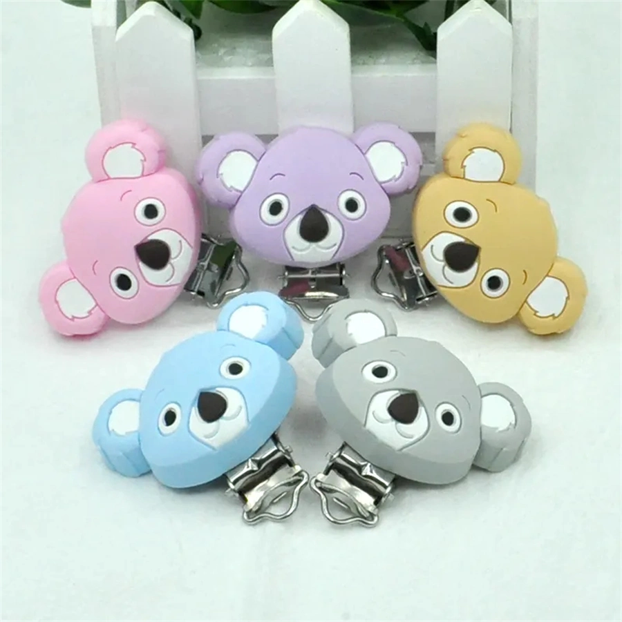 Koala Pacifier Holder Clip Silicone Stainless Steel Pacifier Clip for Baby