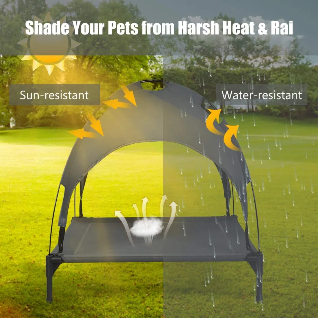 Dog Bed Indoor Outdoor Cooling Elevated Pet Air Cot with Removable Canopy Shade Tent