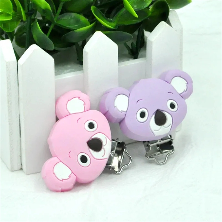 Koala Pacifier Holder Clip Silicone Stainless Steel Pacifier Clip for Baby