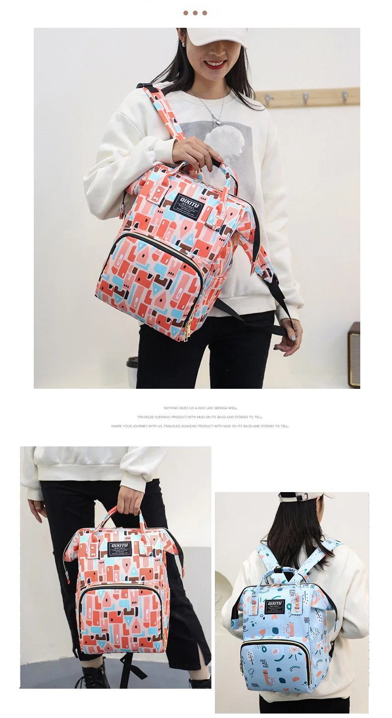 Wholesale New Printed Portable Diaper Bag Large Capacity Travel Mommy Backpack