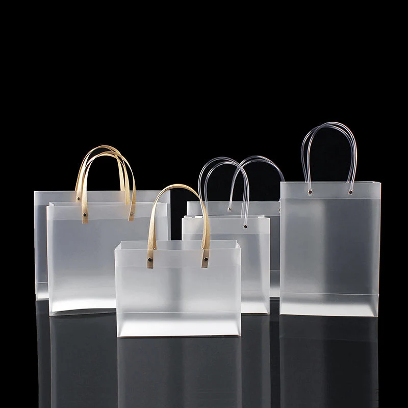 Wholesale Custom Logo Shopping PVC Clear Tote Bag PVC Package Transparent Gift Bag
