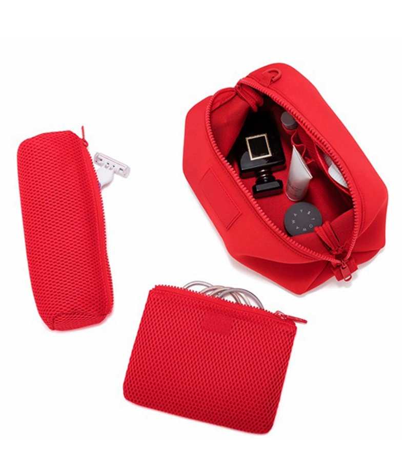 Custom Waterproof Purple Cosmetic Organizer Bags Small Travel Makeup Storage Bag Neoprene Zipper Pouch