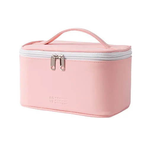 Costom Print Eco-Friendly PU Makeup Travel Box Makeup Case Pink Cosmetics Packaging Bag