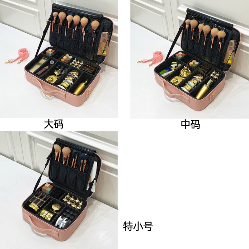 PU Leather Pink Large Capacity Cosmetic Bag Travel Portable Tattoo Embroidery Beauty Storage Toolbox