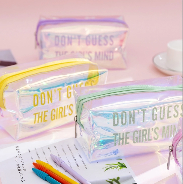 Wholesale Clear Zipper Waterproof Plastic PVC Pouch Bag Custom Printed Travel Make up Transparent Cosmetic Bag with Logo