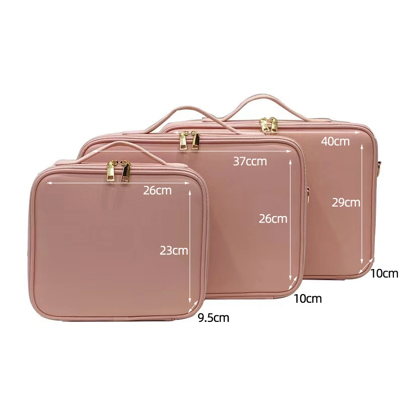 PU Leather Pink Large Capacity Cosmetic Bag Travel Portable Tattoo Embroidery Beauty Storage Toolbox