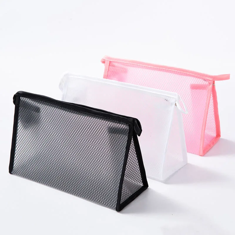 Fashion Mesh Transparent Cosmetic Organizer Package Portable Makeup Storage Bag Bathroom Waterproof Washing Toiletries Organizer