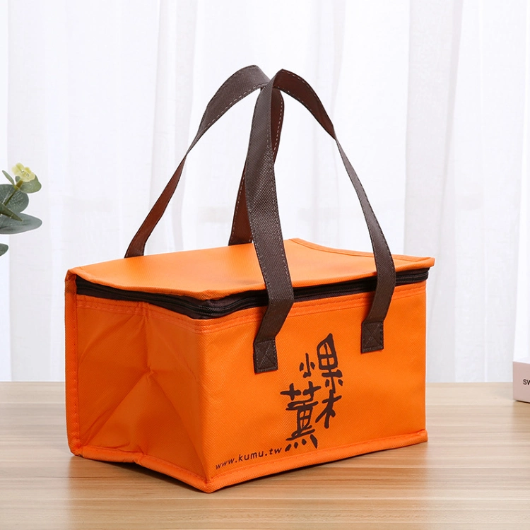 Lunch Cooler Non Woven Tote Bag with Zipper Free Sample Small Bottle Thermal Cooler Bag for Food Waterproof Non-Woven Insulated Cooler Lunch Bag