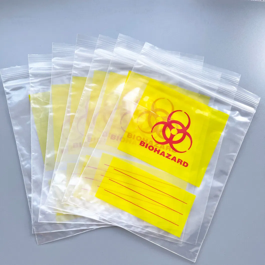 Customized 3 Layers / 4 Layers Laborary Eco-Friendly Biohazard Medical Sample Dental Kangaroo Transport Collection 95kpa Zipper Specimen Bag