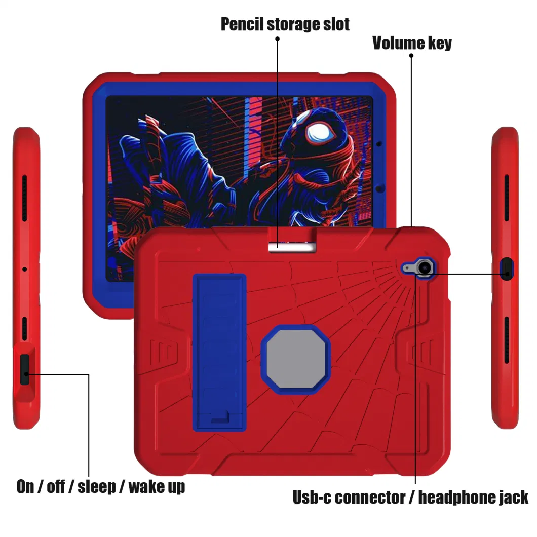 3 in 1 Shockproof Case with Pencil Slot Kickstand Tablet Cover for iPad Air 4/5 10.9 2020/2022