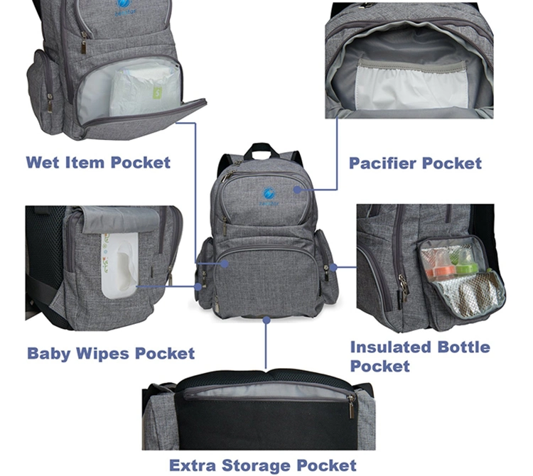 Diaper Bag with Changing Pad and Stroller Strap Nylon Cute Baby Bag