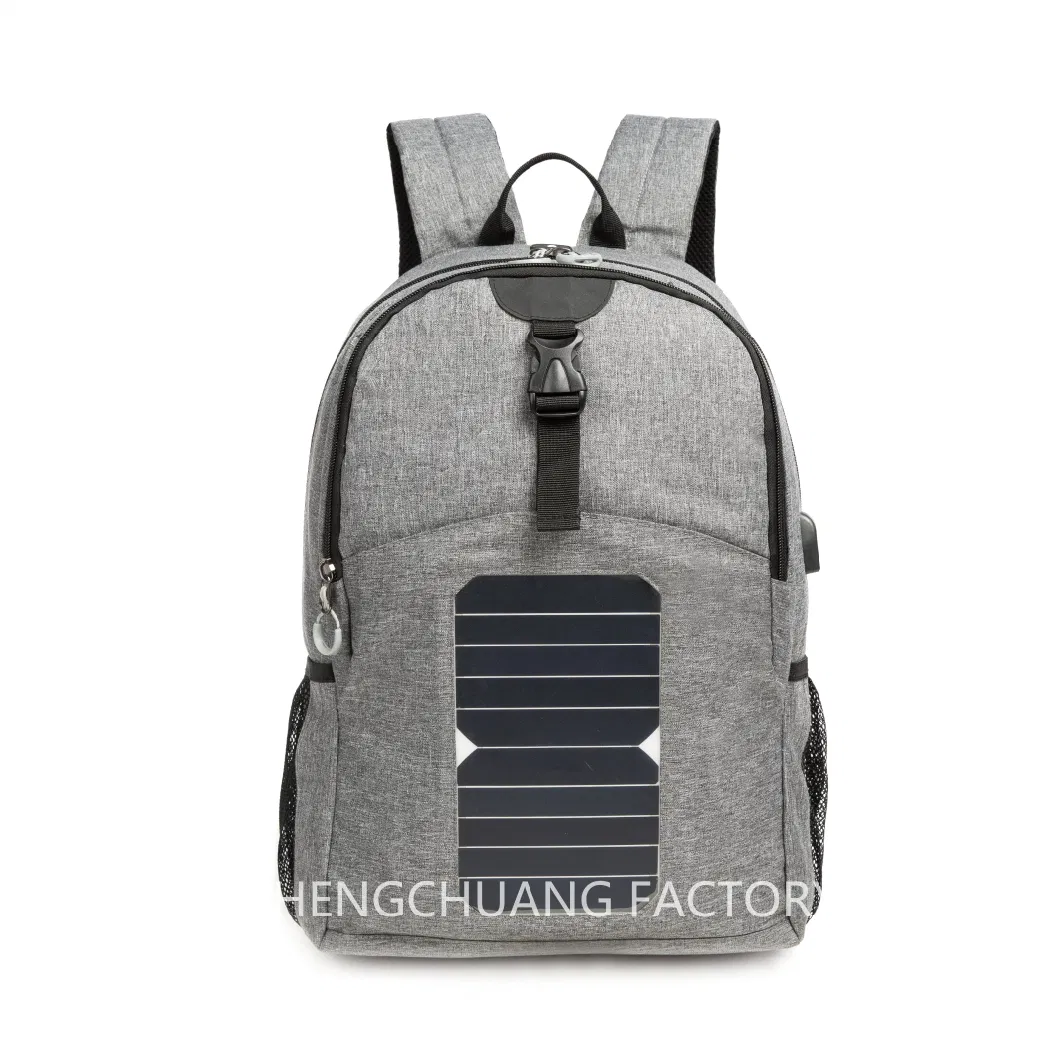 High Tech Men&prime;s Solar Backpack Smart Bag Outdoor Solar Panel Power Battery Backpack with USB Charging Port